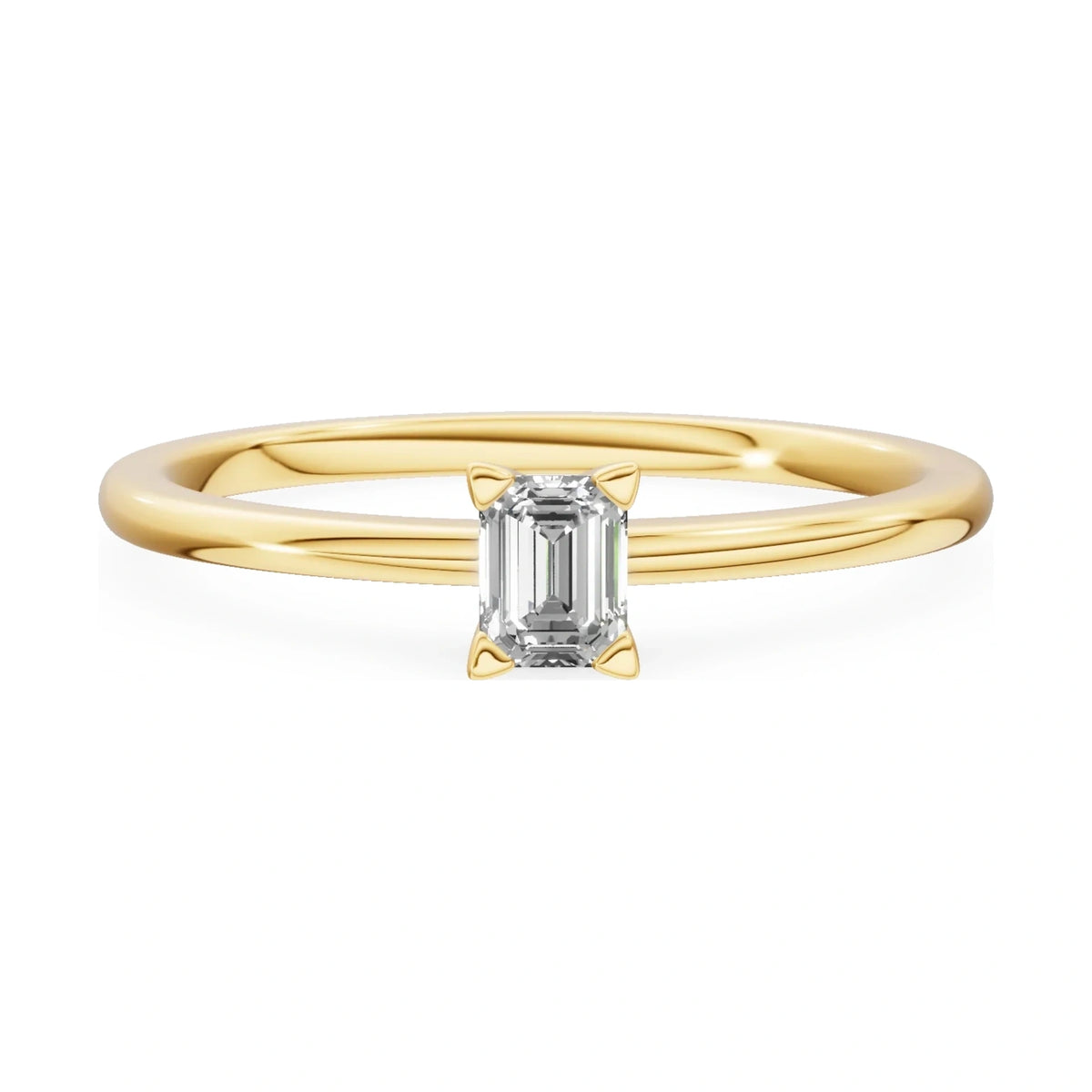 GREMARI Seven Grace 14K yellow gold engagement ring with 0.15 ct emerald-cut lab-grown diamond