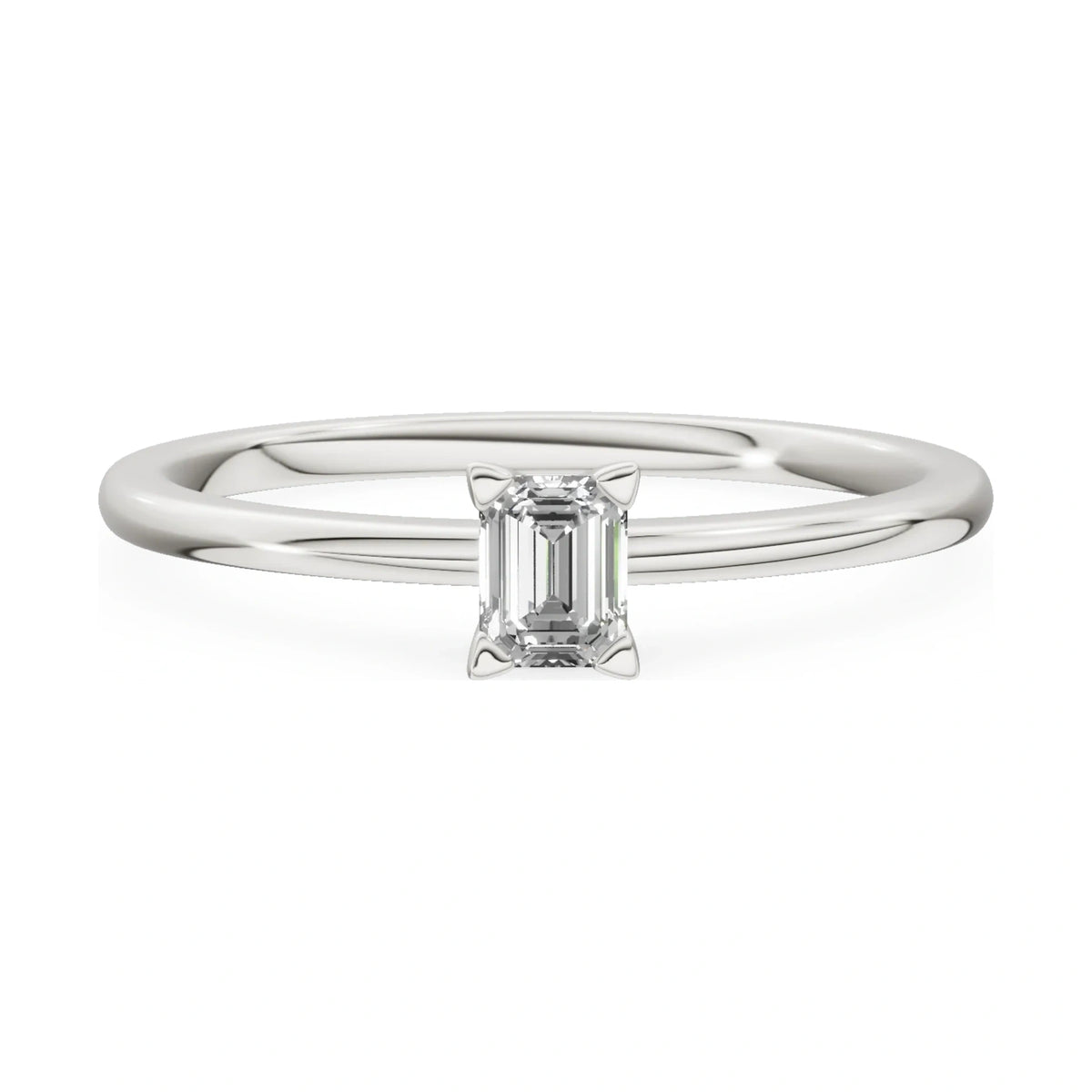 GREMARI Seven Grace 14K white gold engagement ring with 0.15 ct emerald-cut lab-grown diamond