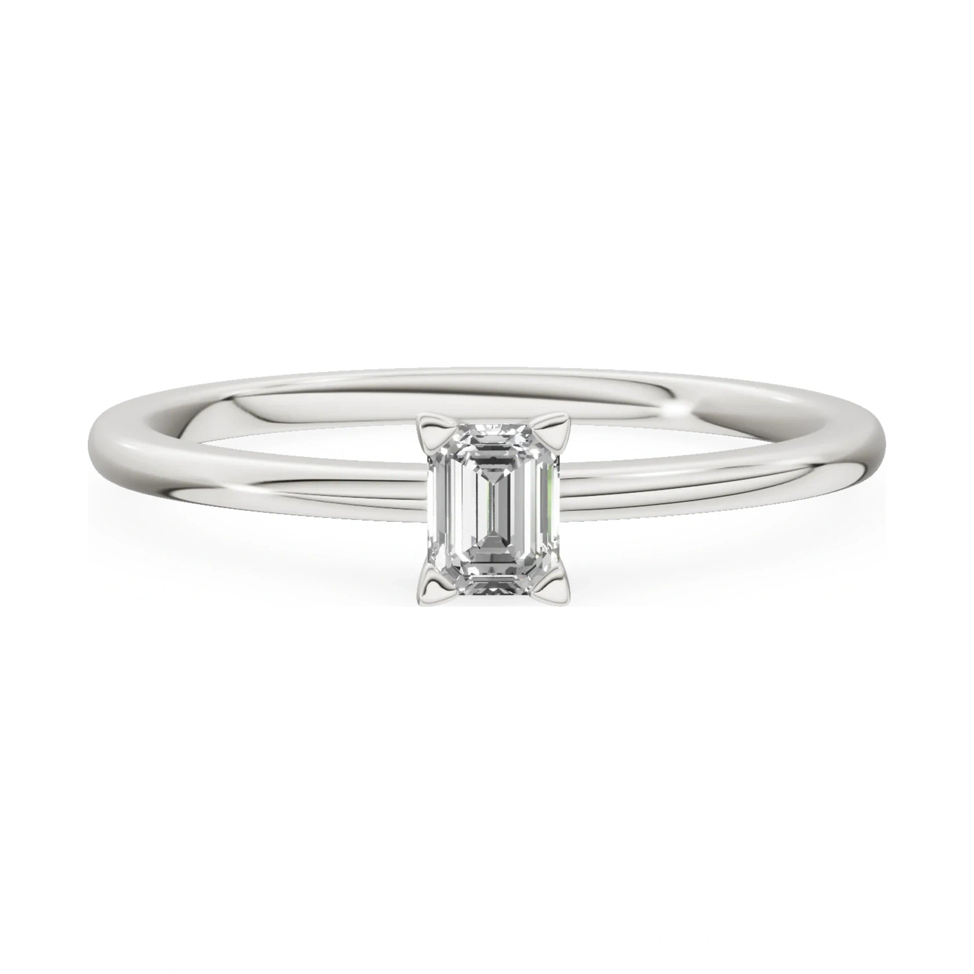 GREMARI Seven Grace 14K white gold engagement ring with 0.15 ct emerald-cut lab-grown diamond