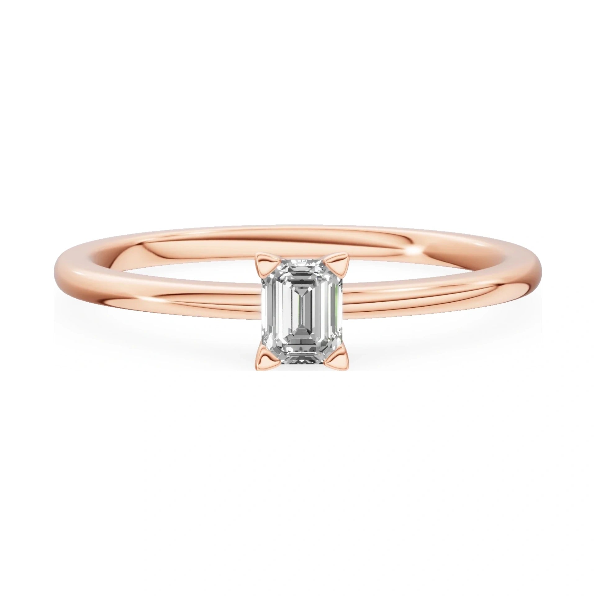 GREMARI Seven Grace 14K rose gold engagement ring with 0.15 ct emerald-cut lab-grown diamond