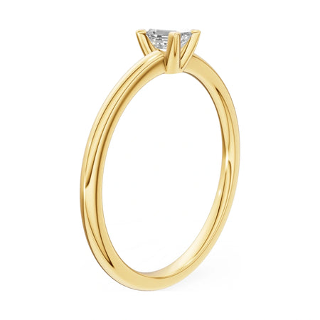 14K yellow gold GREMARI Seven Grace ring with 0.15 ct emerald-cut lab-grown diamond