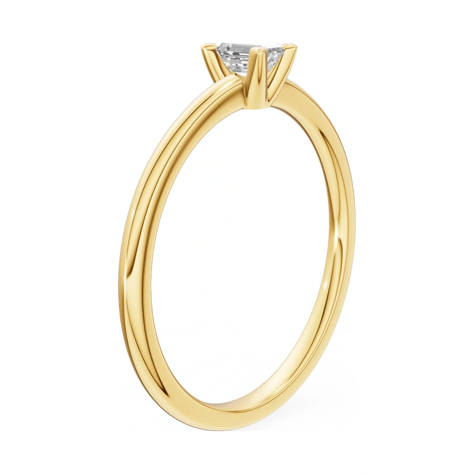 14K yellow gold GREMARI Seven Grace ring with 0.15 ct emerald-cut lab-grown diamond