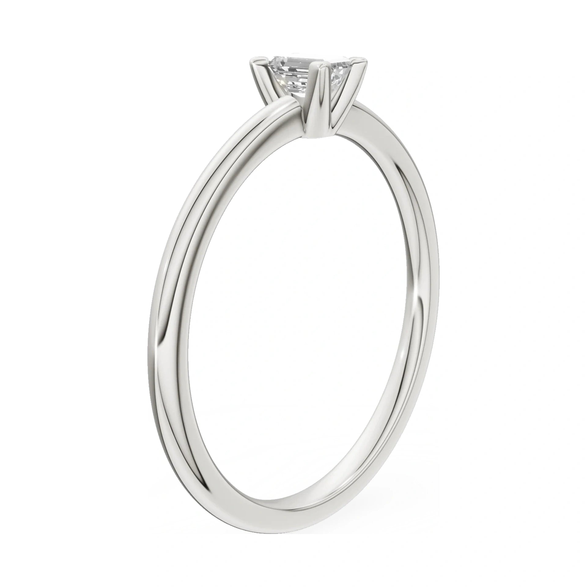 14K white gold GREMARI Seven Grace ring with 0.15 ct emerald-cut lab-grown diamond