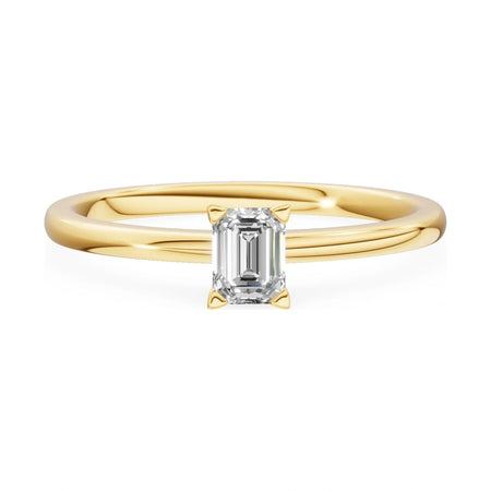 GREMARI Seven Grace 14K yellow gold engagement ring with 0.24 ct emerald-cut lab-grown diamond