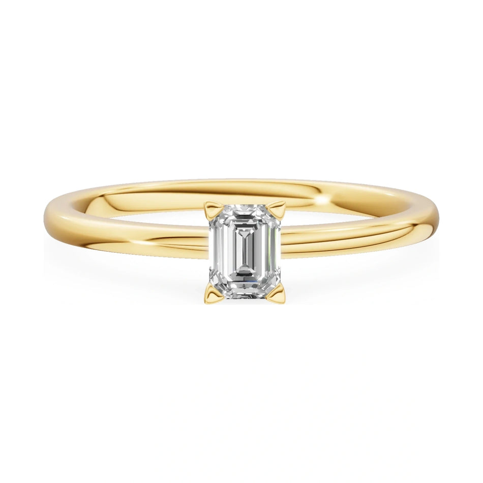 GREMARI Seven Grace 14K yellow gold engagement ring with 0.24 ct emerald-cut lab-grown diamond