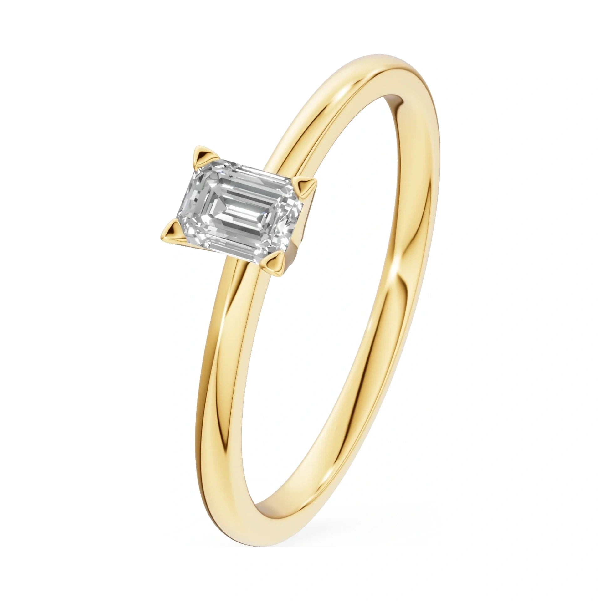 0.24 ct emerald-cut lab-grown diamond GREMARI Seven Grace engagement ring in 14K yellow gold