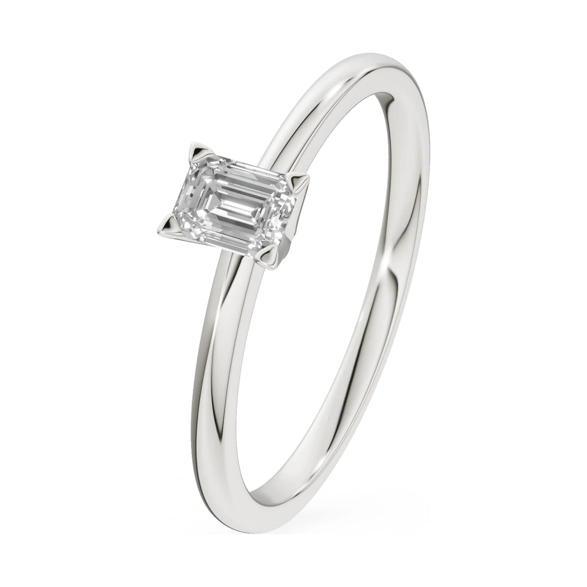 0.24 ct emerald-cut lab-grown diamond GREMARI Seven Grace engagement ring in 14K white gold