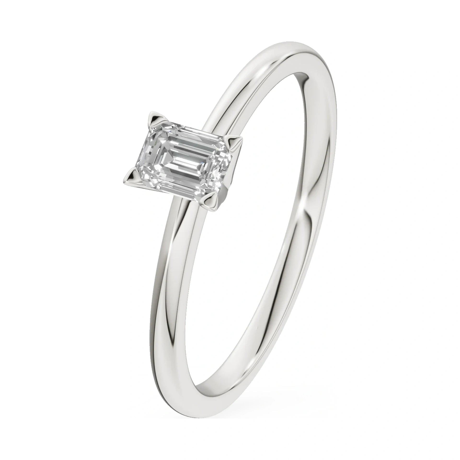 0.24 ct emerald-cut lab-grown diamond GREMARI Seven Grace engagement ring in 14K white gold