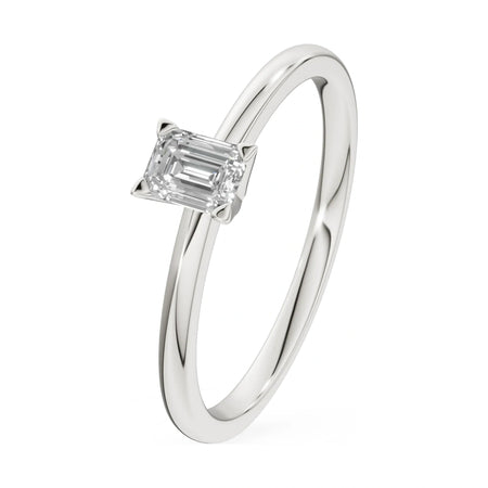 0.24 ct emerald-cut lab-grown diamond GREMARI Seven Grace engagement ring in 14K white gold