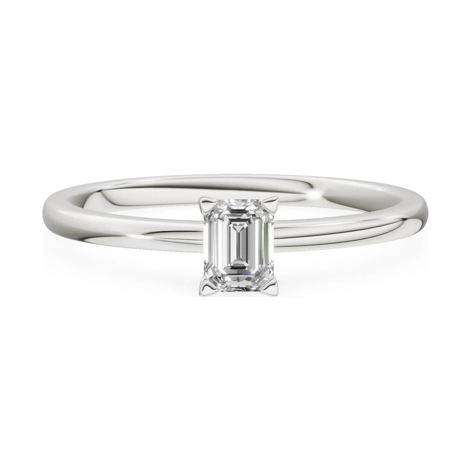 GREMARI Seven Grace 14K white gold engagement ring with 0.24 ct emerald-cut lab-grown diamond
