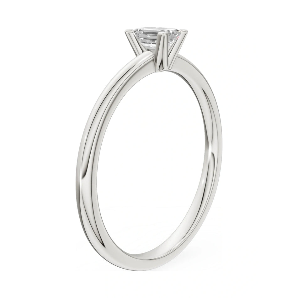 14K white gold GREMARI Seven Grace ring with 0.24 ct emerald-cut lab-grown diamond