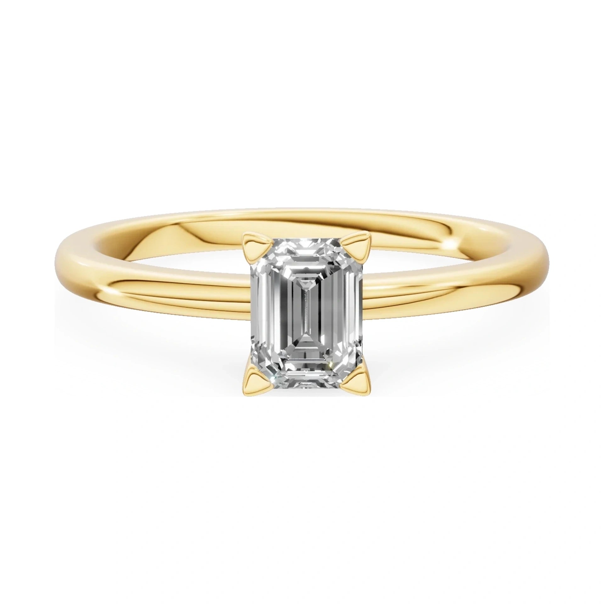 GREMARI Seven Grace 14K yellow gold engagement ring with 0.50 ct emerald-cut lab-grown diamond
