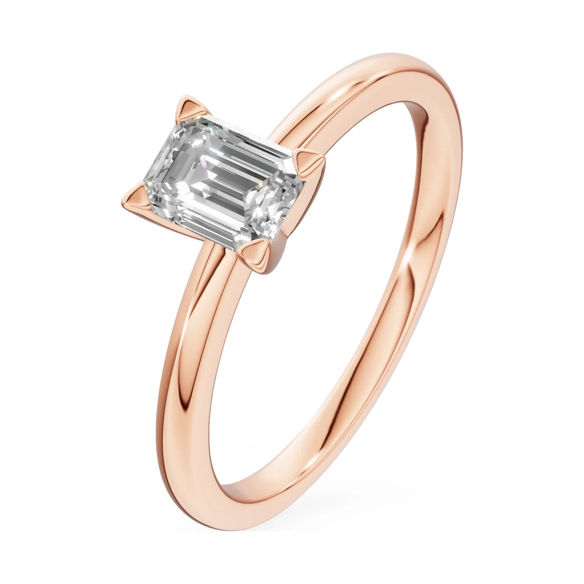 0.50 ct emerald-cut lab-grown diamond GREMARI Seven Grace engagement ring in 14K rose gold