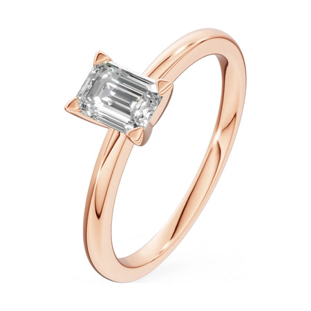 0.50 ct emerald-cut lab-grown diamond GREMARI Seven Grace engagement ring in 14K rose gold