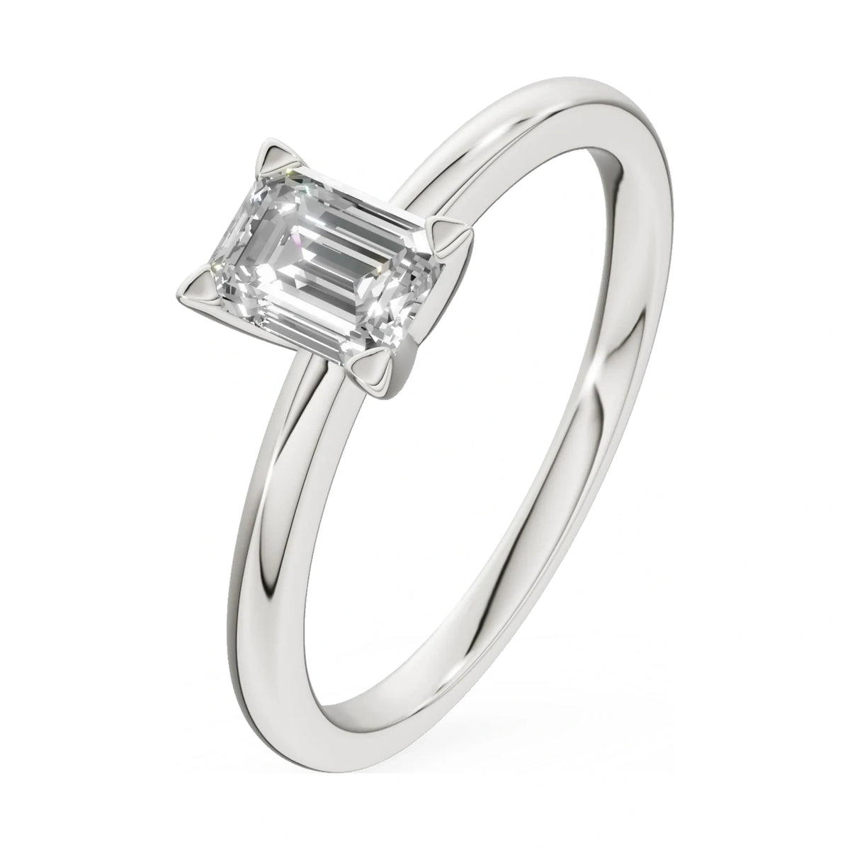 0.50 ct emerald-cut lab-grown diamond GREMARI Seven Grace engagement ring in 14K white gold