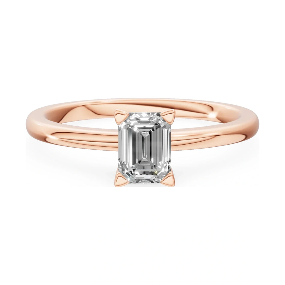 GREMARI Seven Grace 14K rose gold engagement ring with 0.50 ct emerald-cut lab-grown diamond