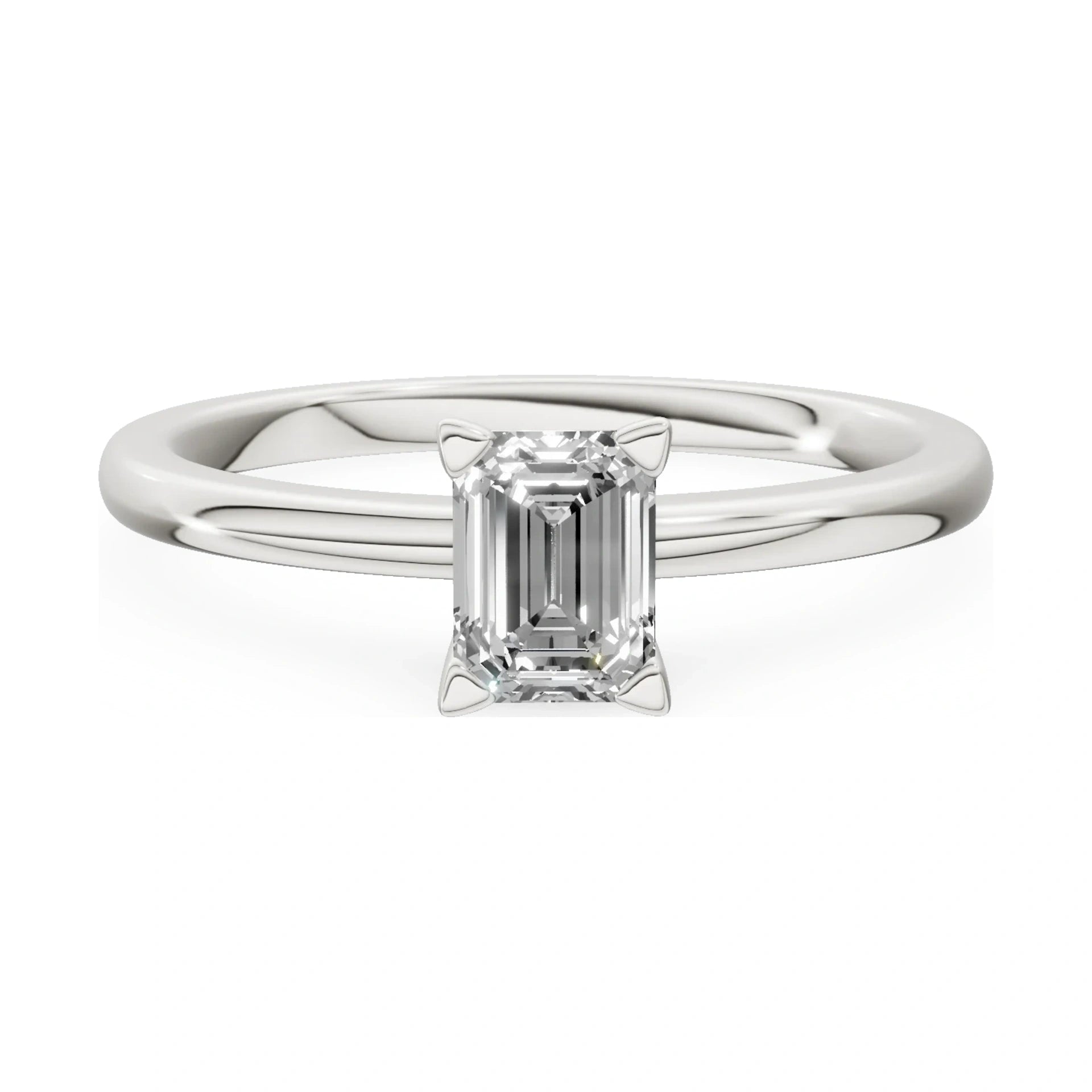 GREMARI Seven Grace 14K white gold engagement ring with 0.50 ct emerald-cut lab-grown diamond
