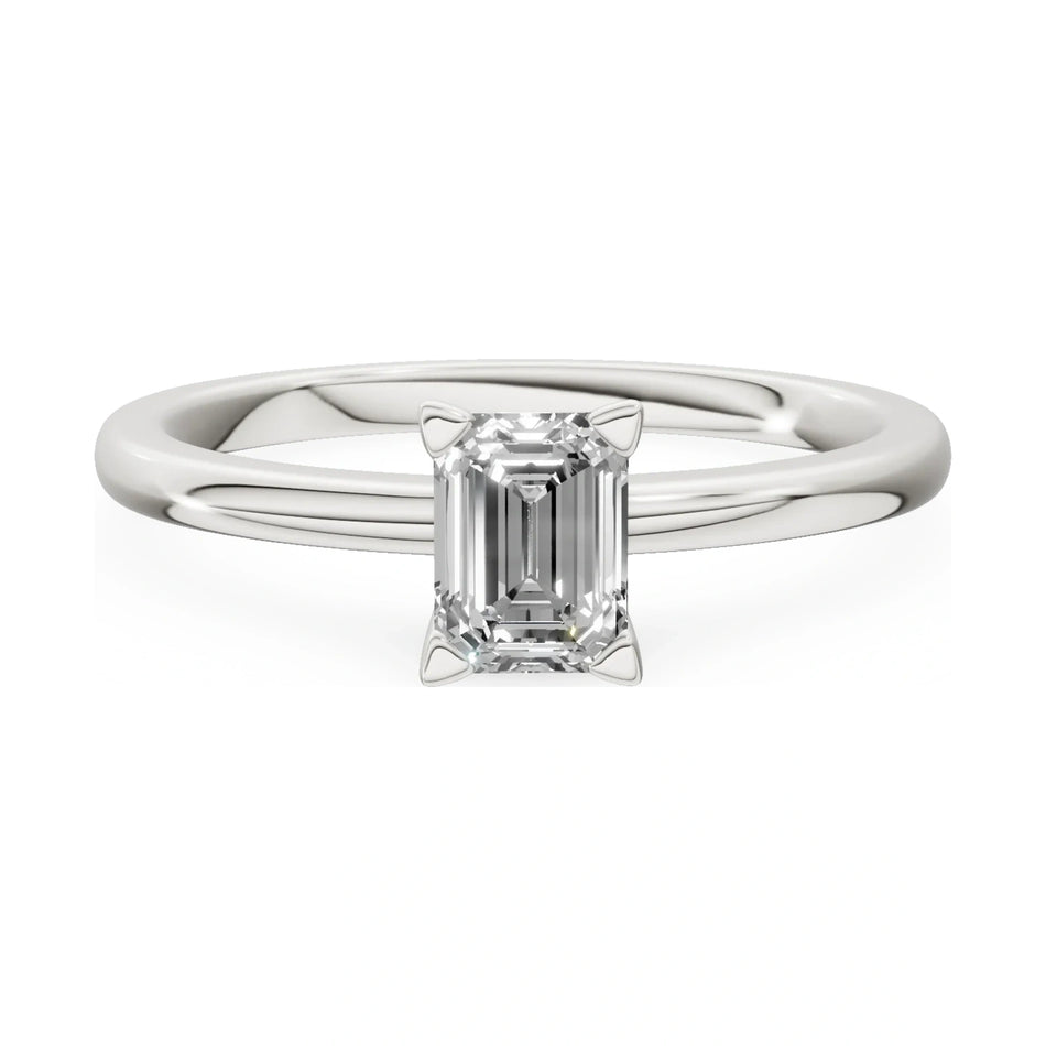 GREMARI Seven Grace 14K white gold engagement ring with 0.50 ct emerald-cut lab-grown diamond