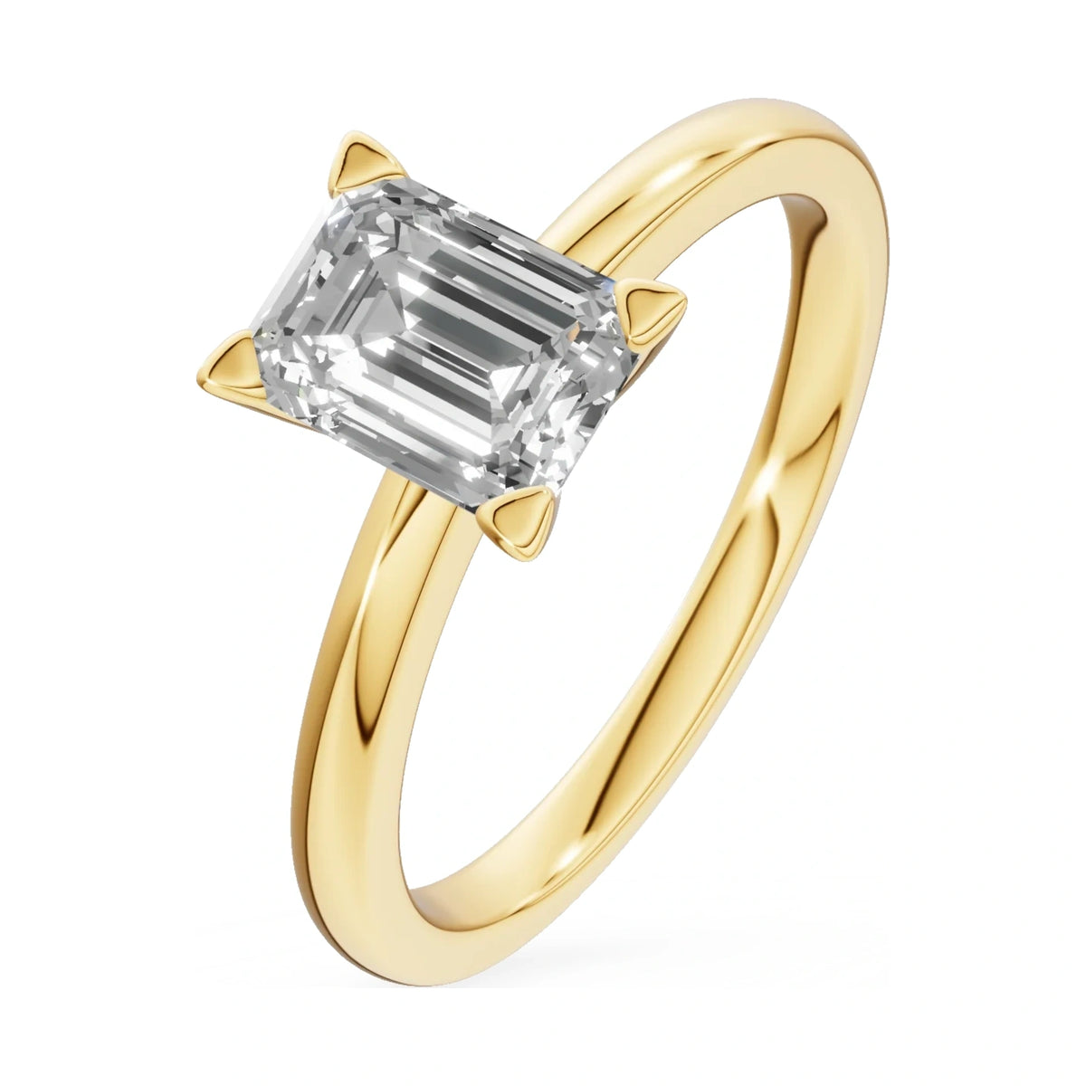 1.00 ct emerald-cut lab-grown diamond GREMARI Seven Grace engagement ring in 14K yellow gold