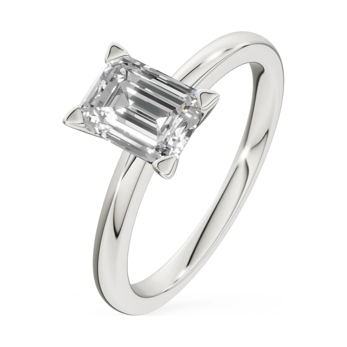 1.00 ct emerald-cut lab-grown diamond GREMARI Seven Grace engagement ring in 14K white gold