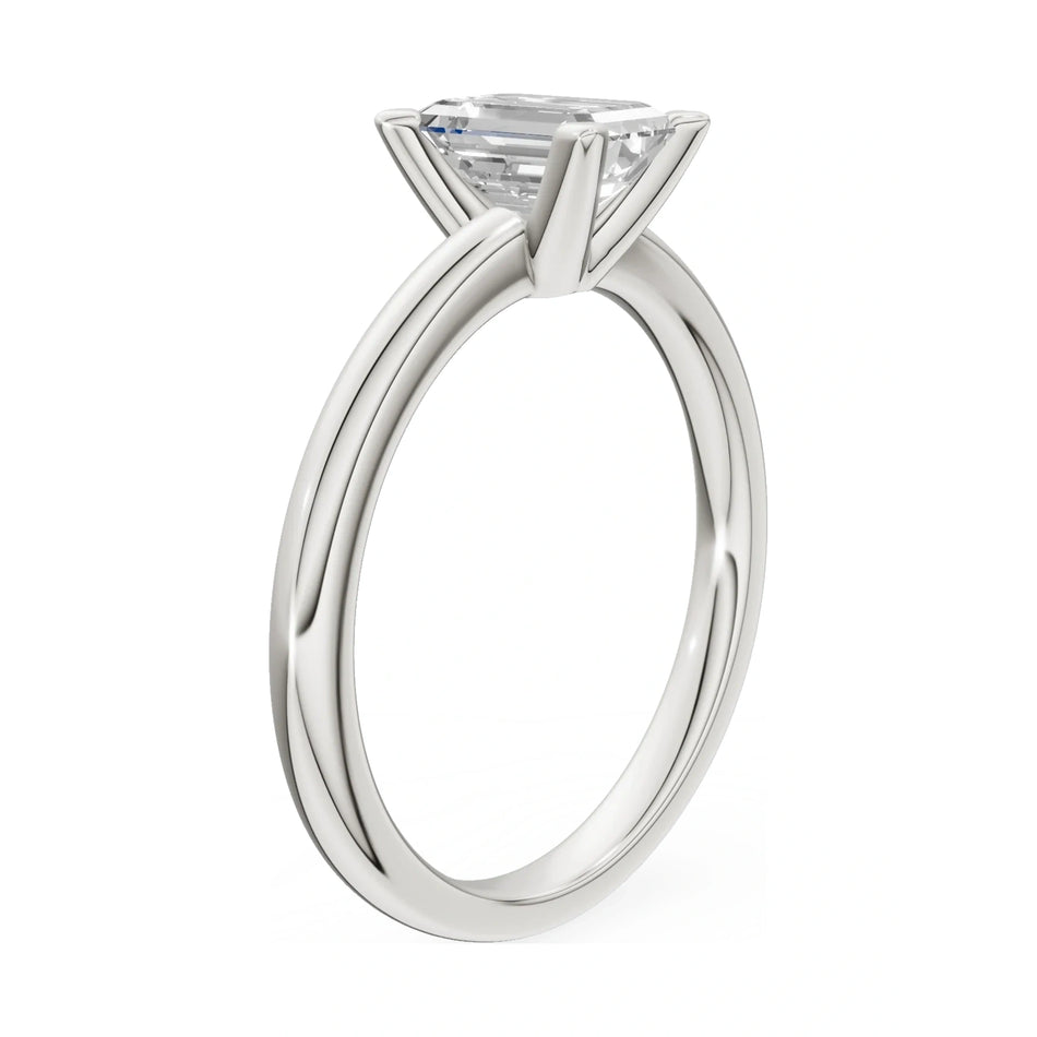 14K white gold GREMARI Seven Grace ring with 1.00 ct emerald-cut lab-grown diamond