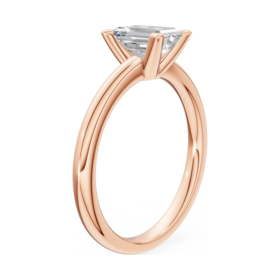14K rose gold GREMARI Seven Grace ring with 1.00 ct emerald-cut lab-grown diamond