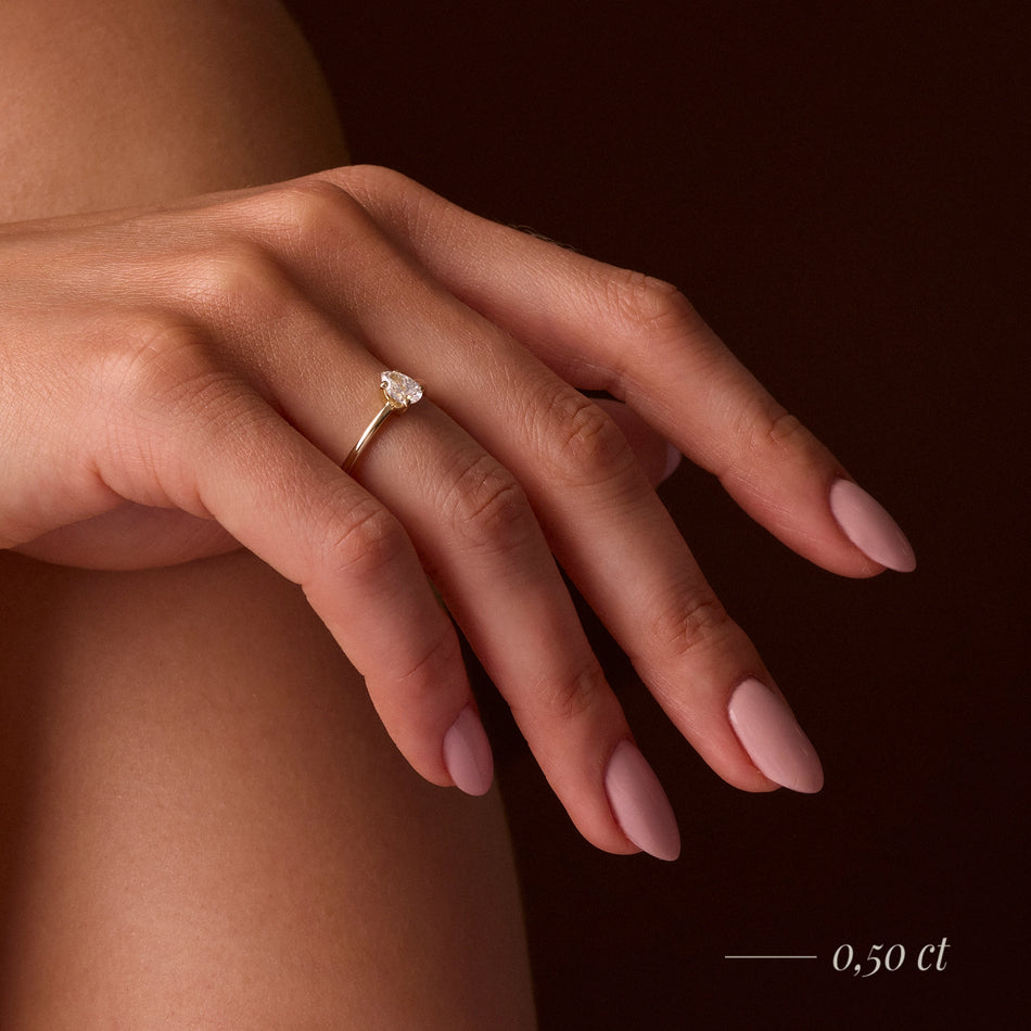 Gremari Seven Grace zásnubný prsteň z ružového zlata s 0,15 ct prírodným diamantom – Pear