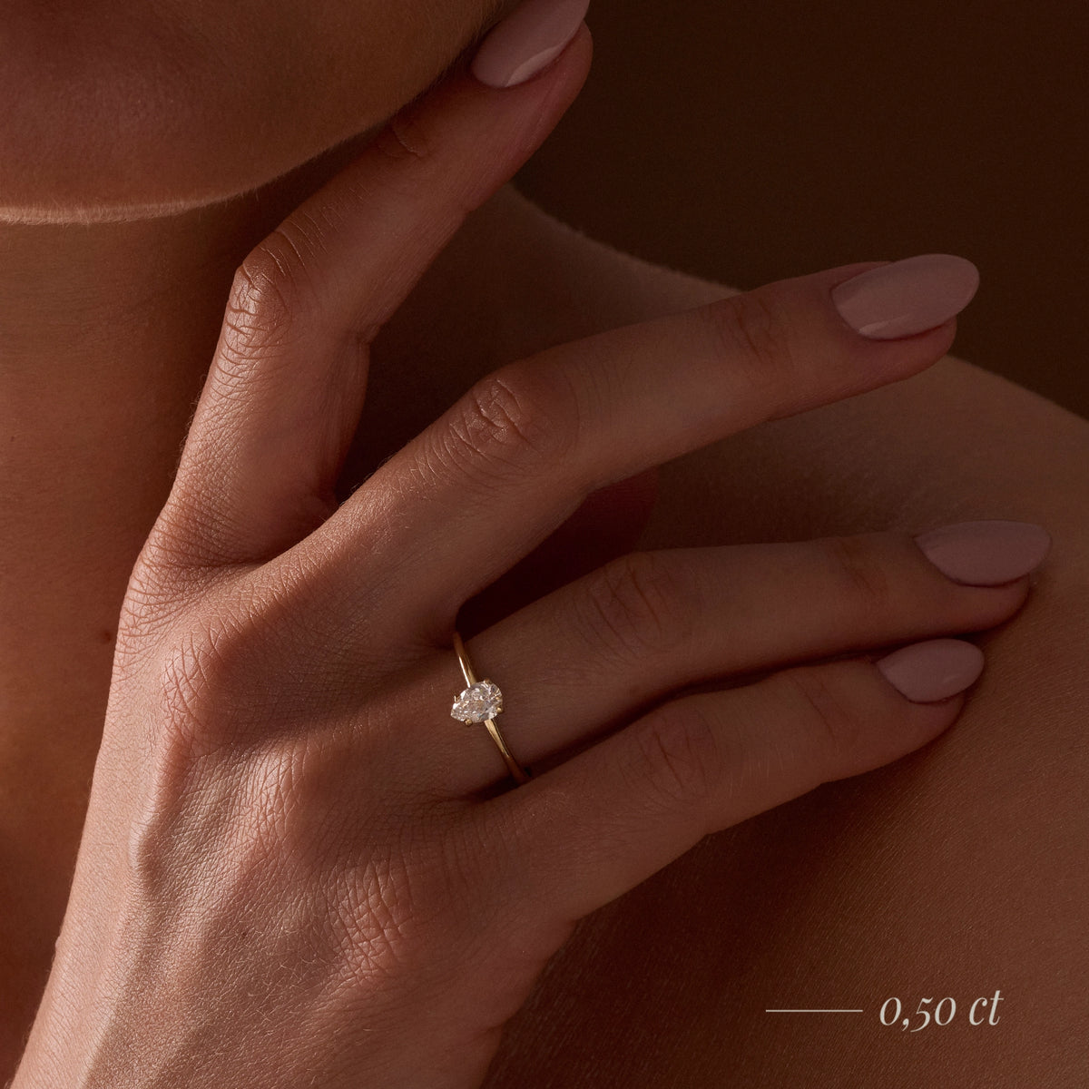 Gremari Seven Grace zásnubný prsteň z ružového zlata s 0,50 ct prírodným diamantom – Pear