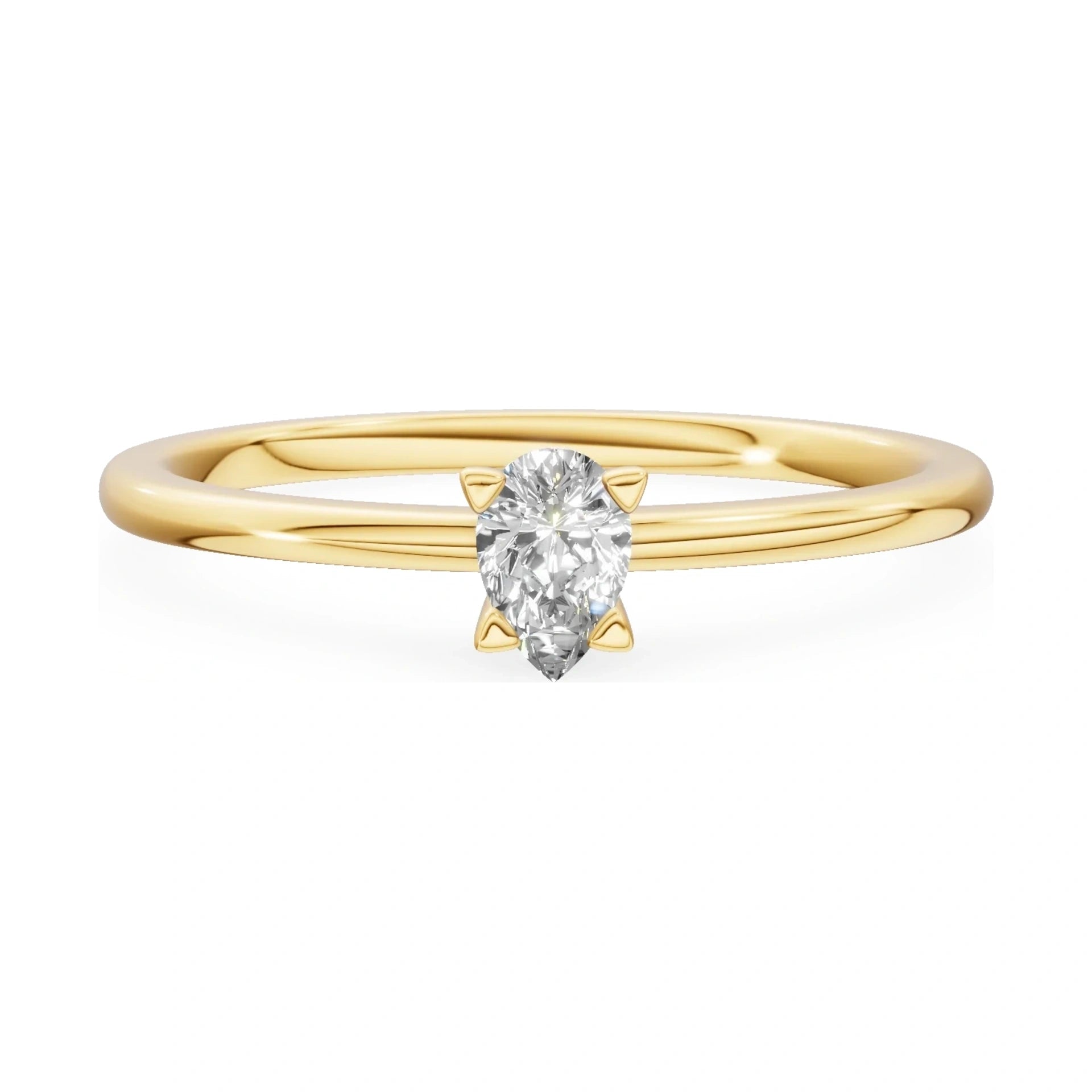GREMARI Seven Grace 14K yellow gold engagement ring with 0.15 ct pear-cut lab-grown diamond