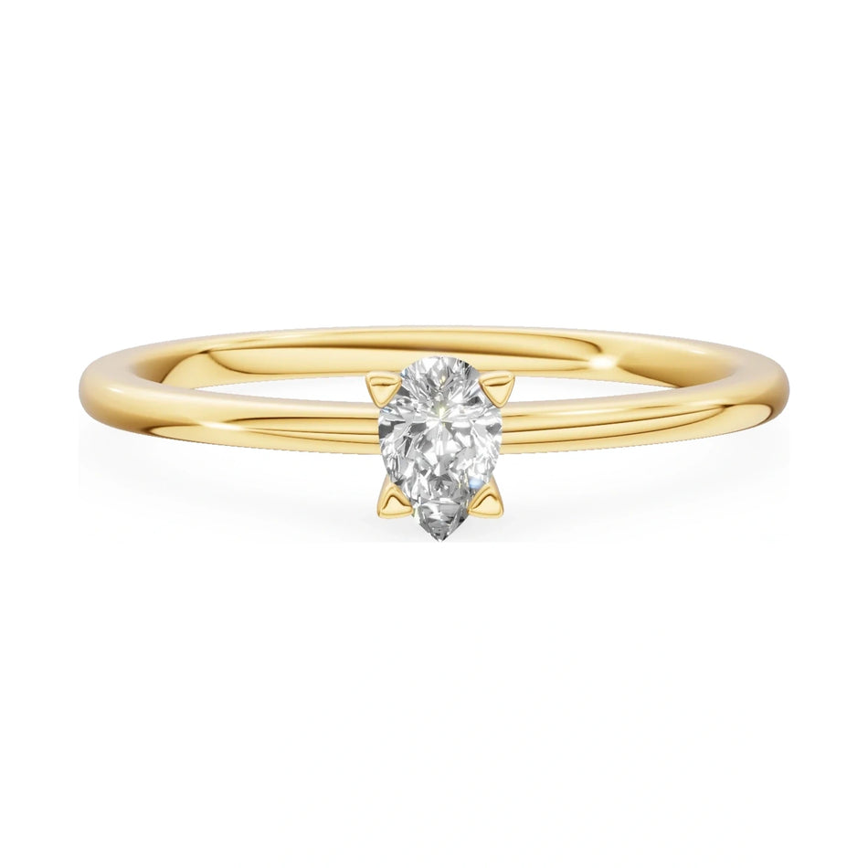 GREMARI Seven Grace 14K yellow gold engagement ring with 0.15 ct pear-cut lab-grown diamond