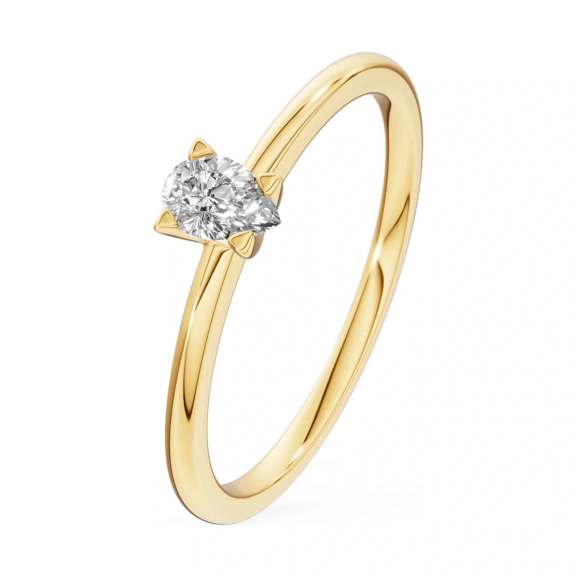 0.15 ct pear-cut lab-grown diamond GREMARI Seven Grace engagement ring in 14K yellow gold