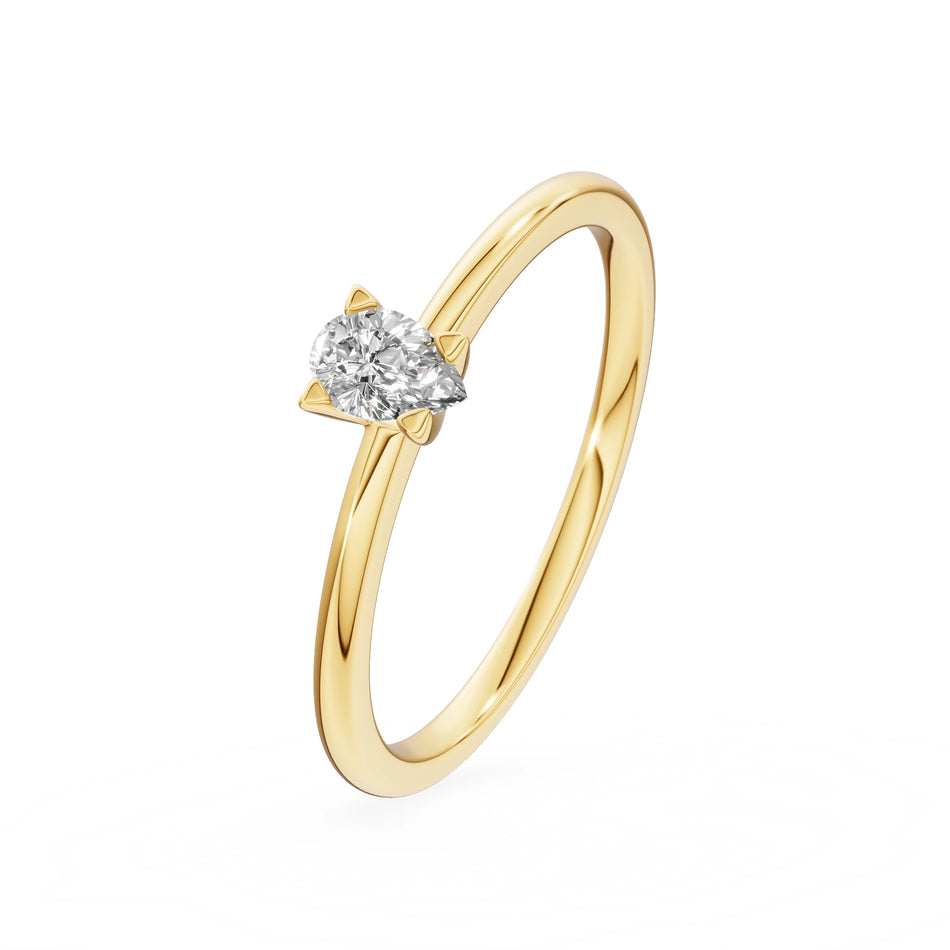 Gremari Seven Grace zásnubný prsteň zo žltého zlata s 0,15 ct prírodným diamantom – Pear