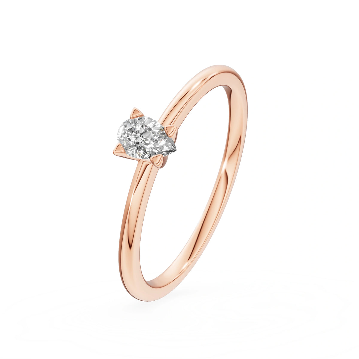 Gremari Seven Grace zásnubný prsteň z ružového zlata s 0,15 ct lab-grown diamantom – Pear