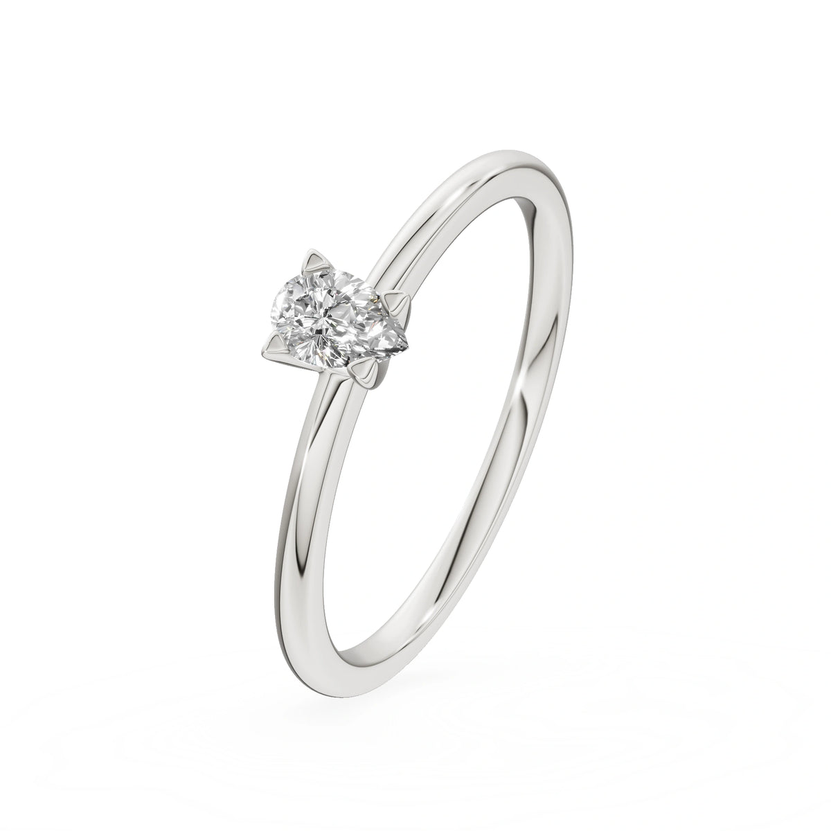 Gremari Seven Grace zásnubný prsteň z bieleho zlata s 0,15 ct prírodným diamantom – Pear