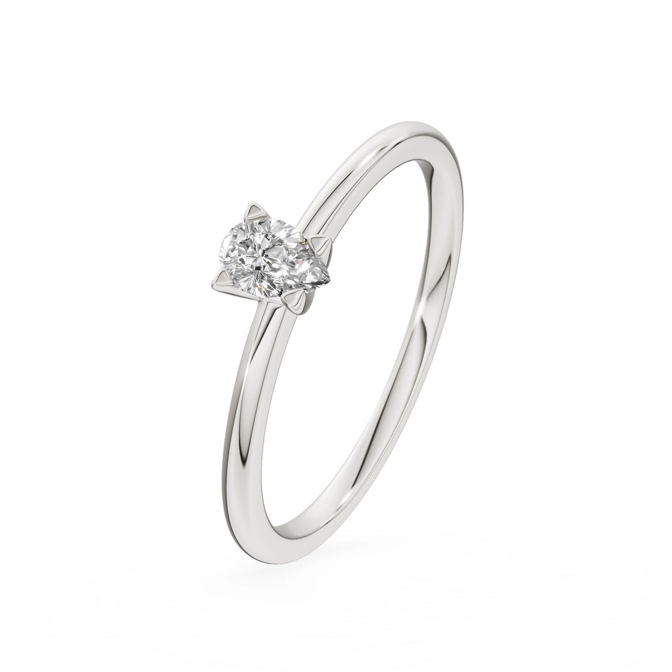 Gremari Seven Grace zásnubný prsteň z bieleho zlata s 0,15 ct prírodným diamantom – Pear