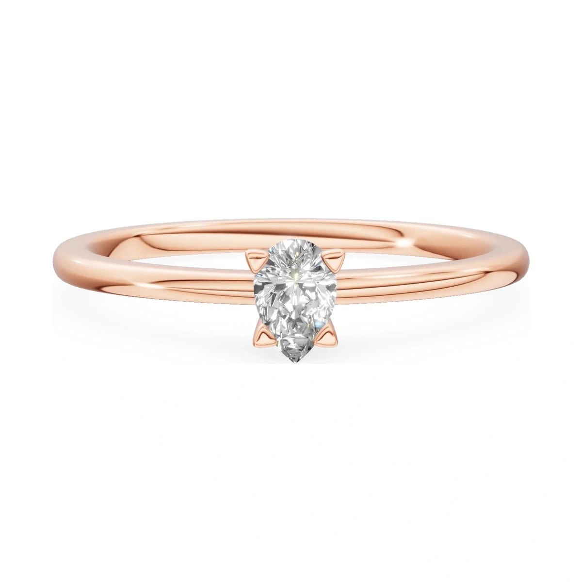 GREMARI Seven Grace 14K rose gold engagement ring with 0.15 ct pear-cut lab-grown diamond