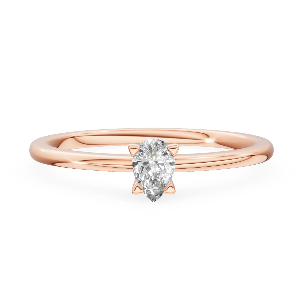 Gremari Seven Grace zásnubný prsteň z ružového zlata s 0,15 ct lab-grown diamantom – Pear