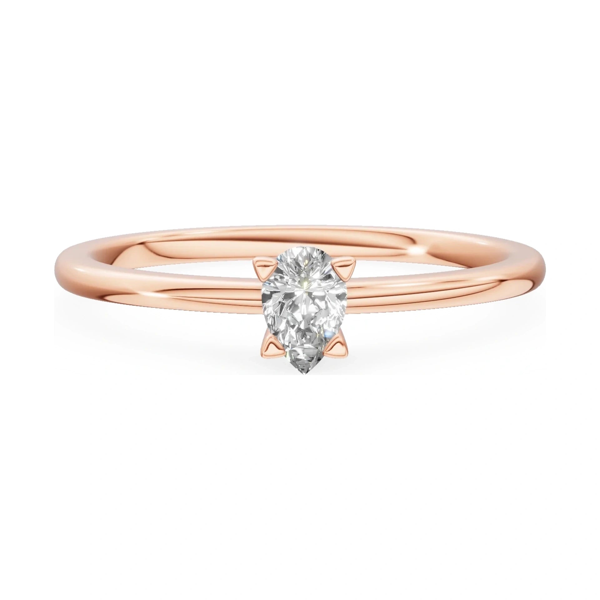 GREMARI Seven Grace 14K rose gold engagement ring with 0.15 ct pear-cut lab-grown diamond