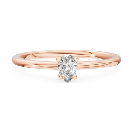GREMARI Seven Grace 14K rose gold engagement ring with 0.15 ct pear-cut lab-grown diamond