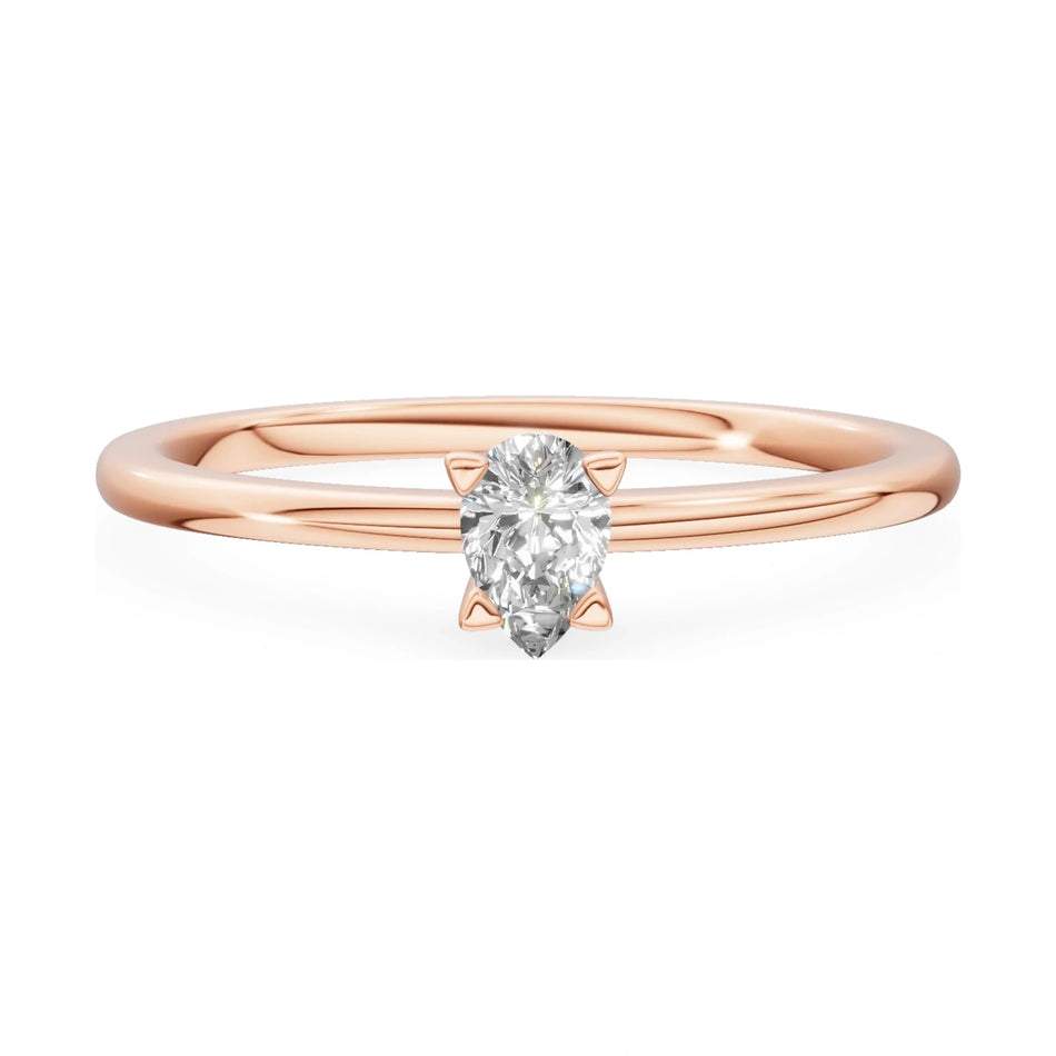 GREMARI Seven Grace 14K rose gold engagement ring with 0.15 ct pear-cut lab-grown diamond