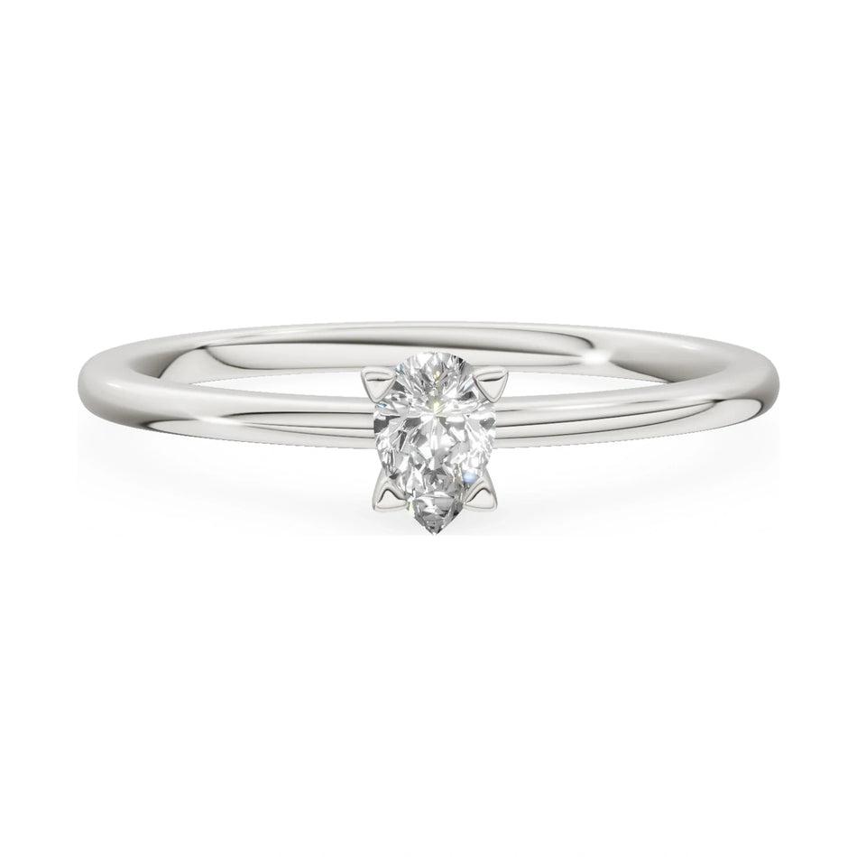 GREMARI Seven Grace 14K white gold engagement ring with 0.15 ct pear-cut lab-grown diamond