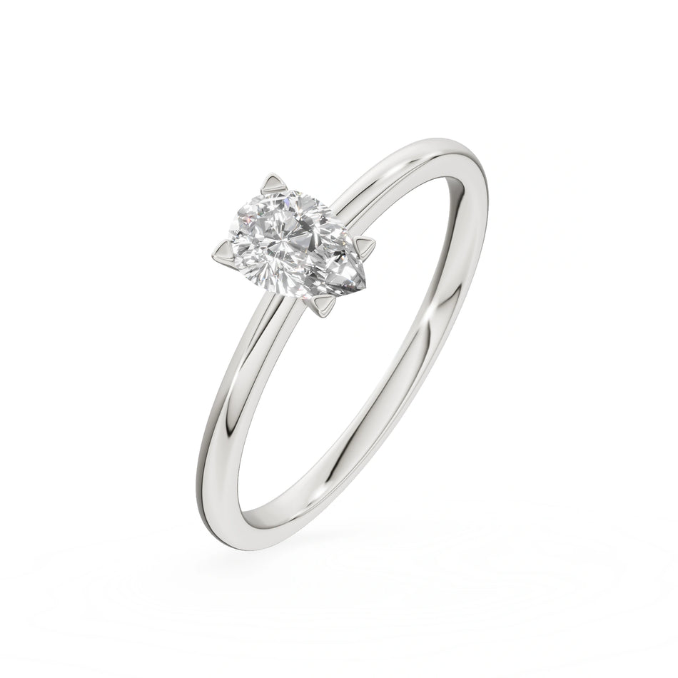 Gremari Seven Grace zásnubný prsteň z bieleho zlata s 0,30 ct prírodným diamantom – Pear