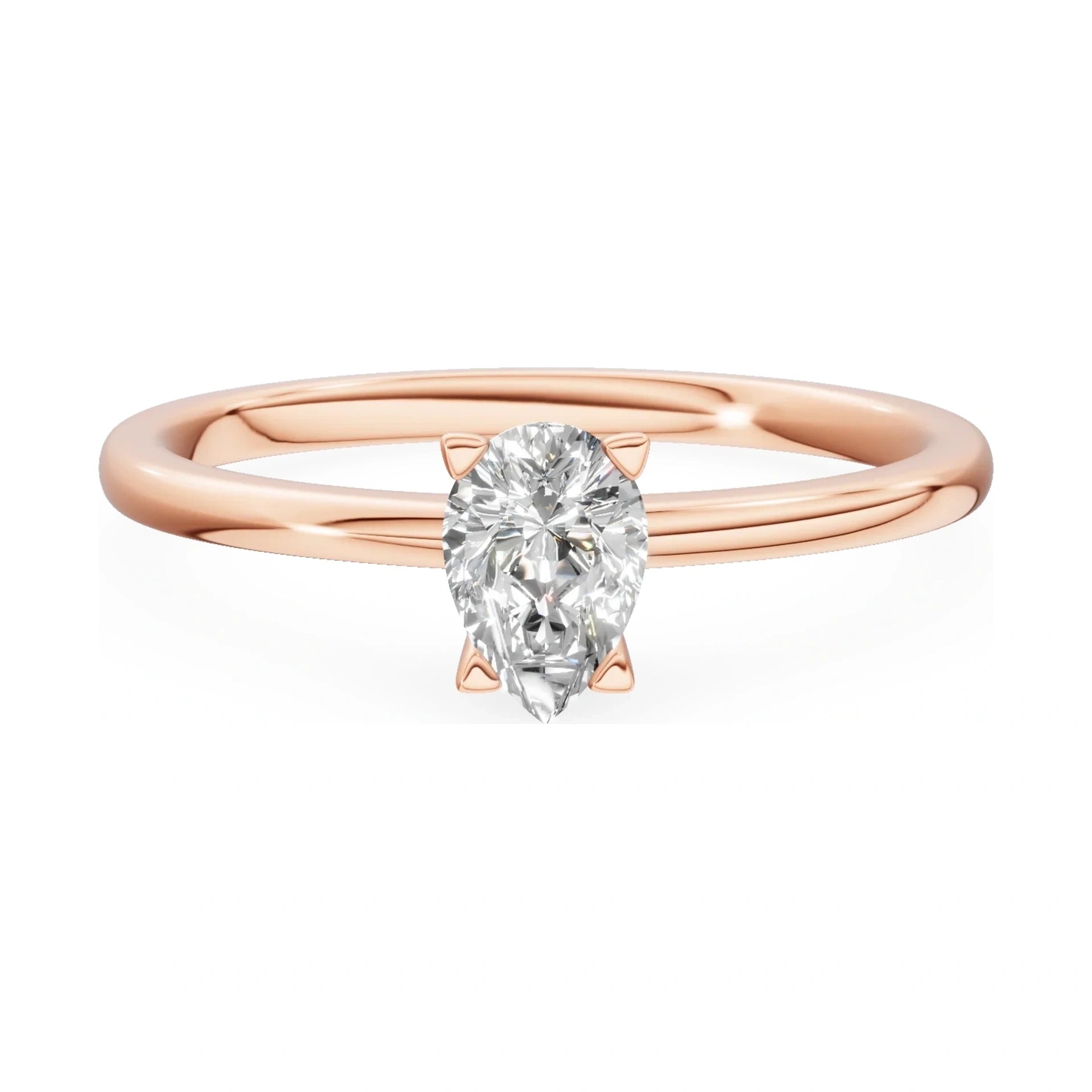 GREMARI Seven Grace 14K rose gold engagement ring with 0.30 ct pear-cut lab-grown diamond