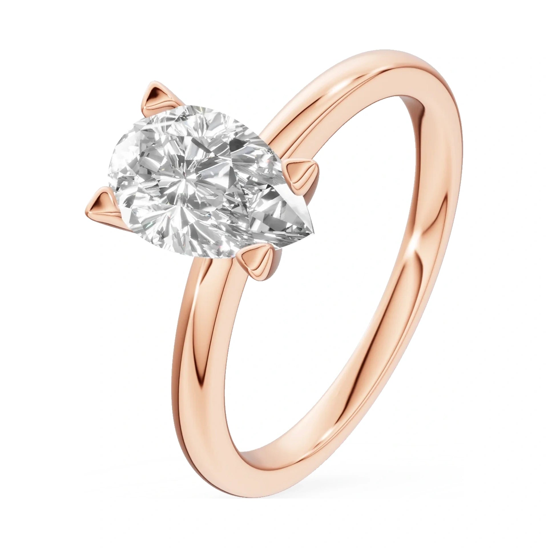 1.00 ct pear-cut lab-grown diamond GREMARI Seven Grace engagement ring in 14K rose gold