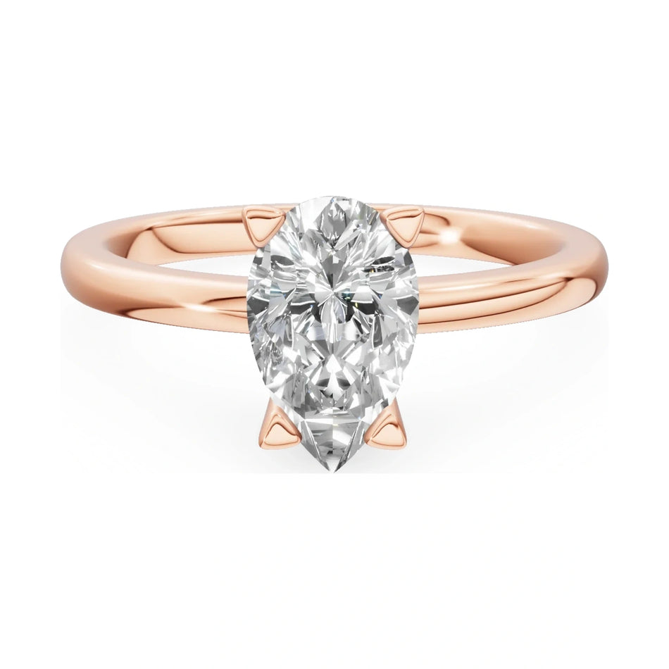 GREMARI Seven Grace 14K rose gold engagement ring with 1.00 ct pear-cut lab-grown diamond