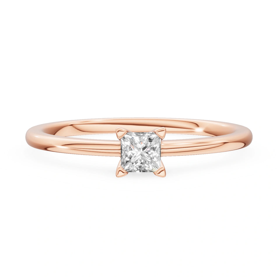 Gremari Seven Grace zásnubný prsteň z ružového zlata s 0,15 ct lab-grown diamantom – Princess