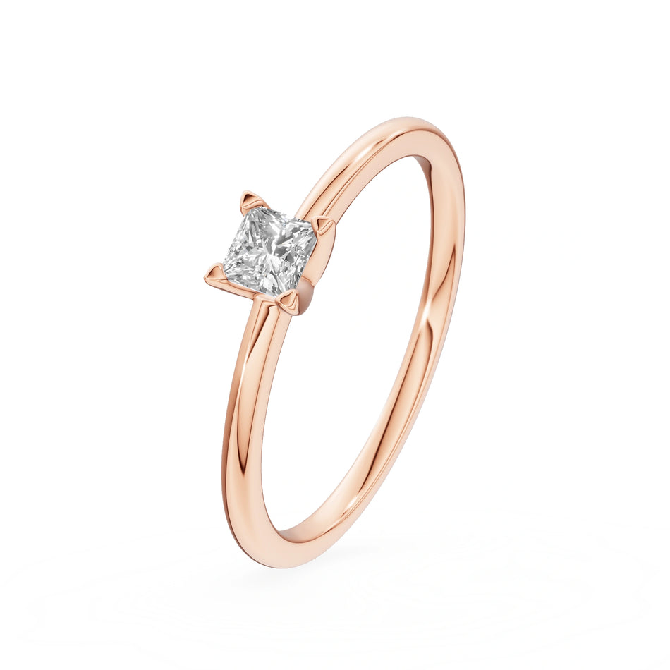 Gremari Seven Grace zásnubný prsteň z ružového zlata s 0,15 ct lab-grown diamantom – Princess