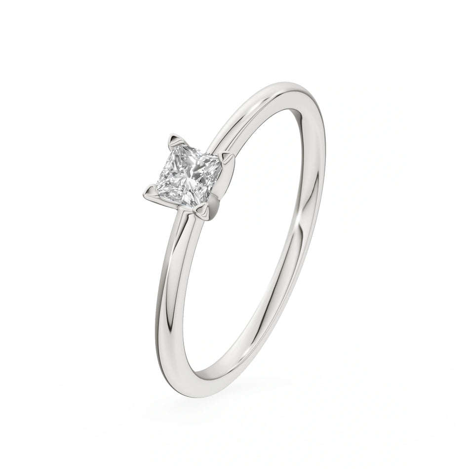 Gremari Seven Grace zásnubný prsteň z bieleho zlata s 0,15 ct lab-grown diamantom – Princess