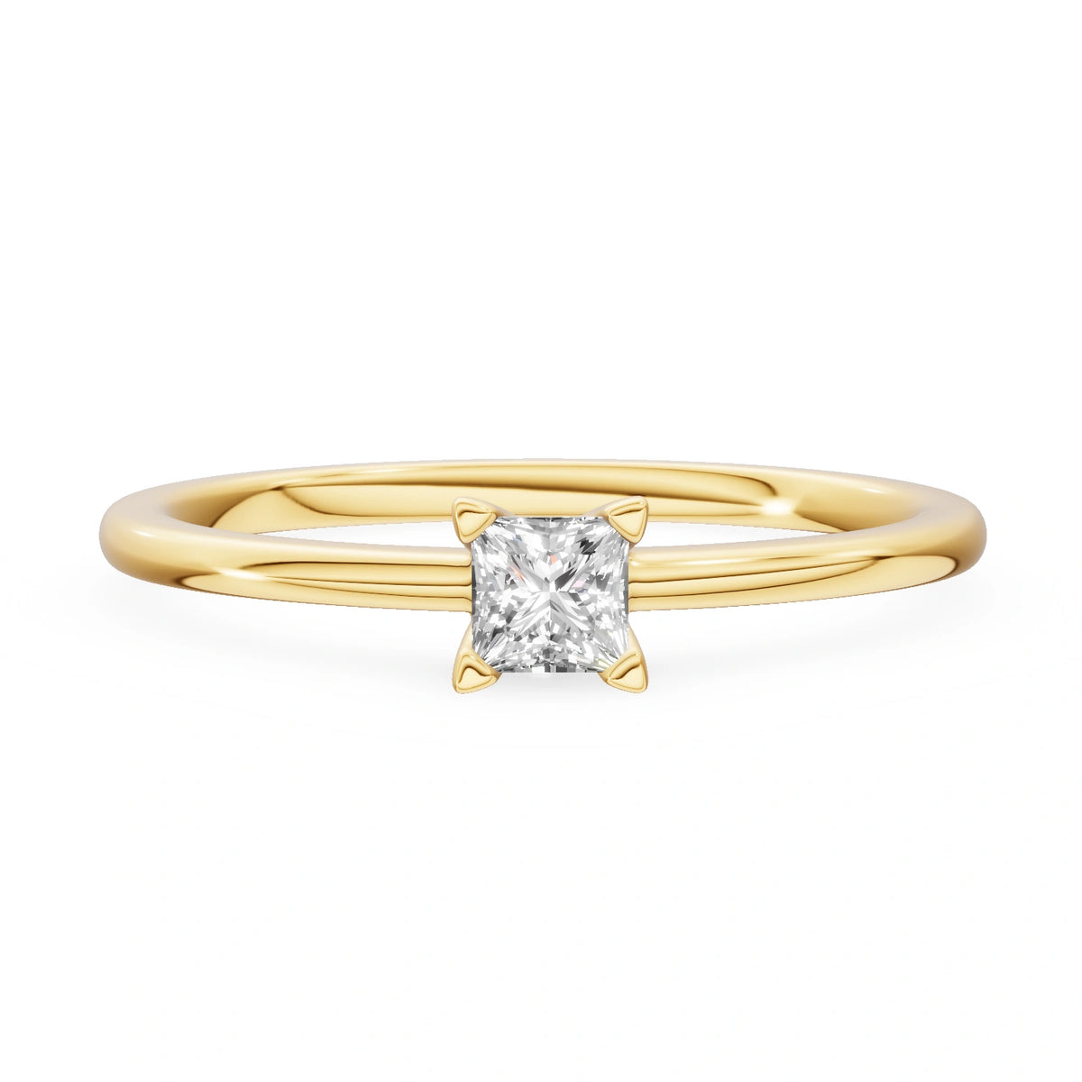 Gremari Seven Grace zásnubný prsteň zo žltého zlata s 0,15 ct lab-grown diamantom – Princess