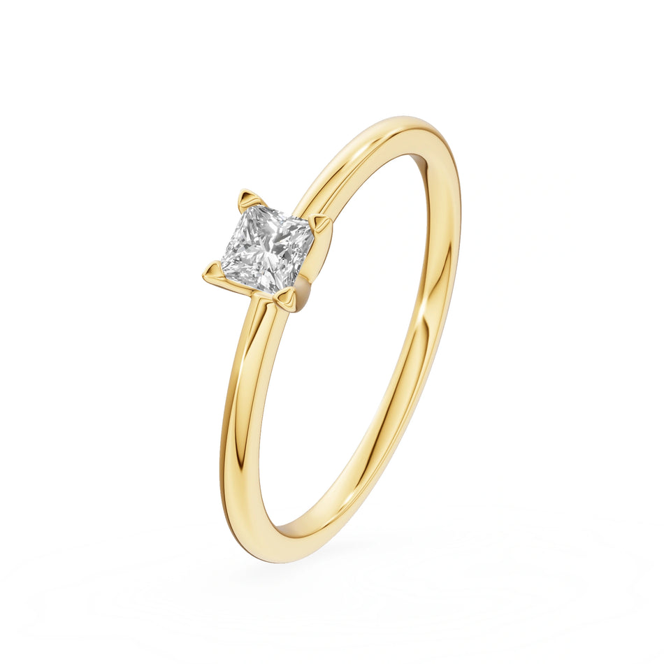 Gremari Seven Grace zásnubný prsteň zo žltého zlata s 0,15 ct lab-grown diamantom – Princess